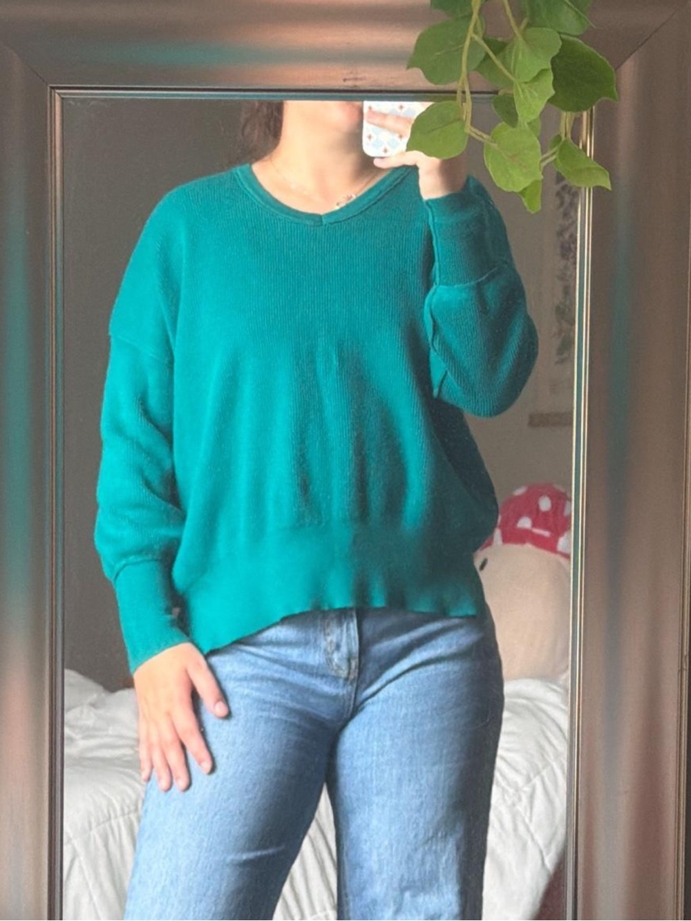 Amazon Women's Teal Scoop Neck Sweater - Casual Lightweight Pullover